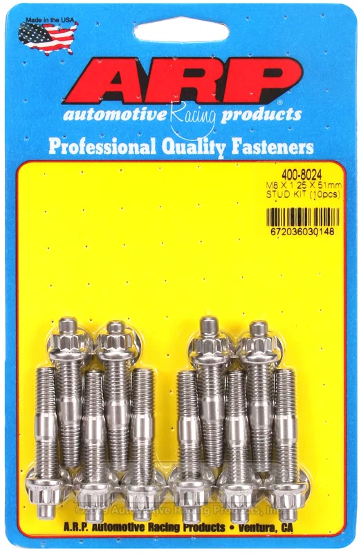 400-8024 – ARP Exhaust Manifold Stud, 8 Millimeter x 1.25 Thread Size 2.000 Inch Overall Length 170000 PSI Tensile St...